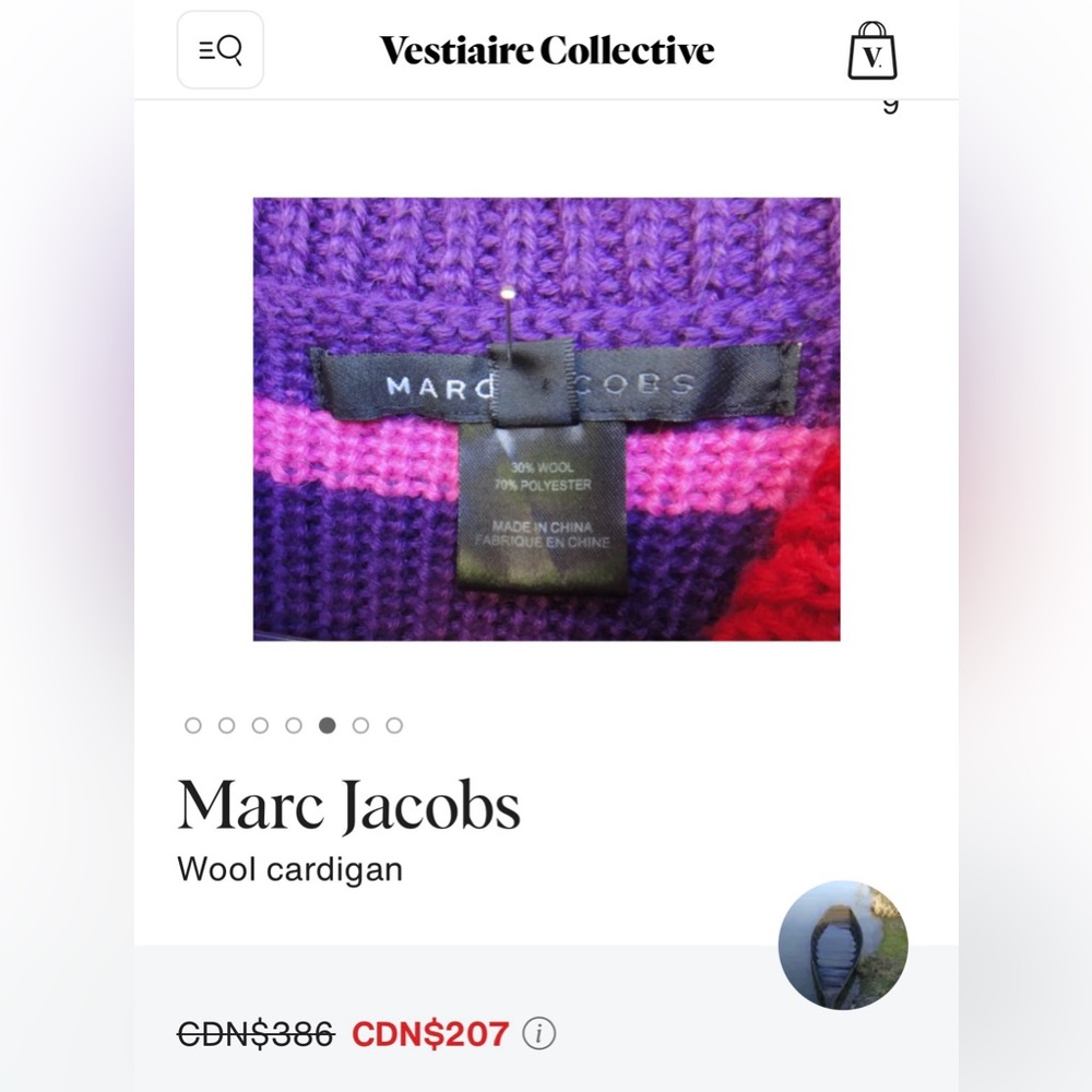 Marc Jacobs Cardigan Colour Block Striped Wool Blend | Size S-M - Picture 10 of 10